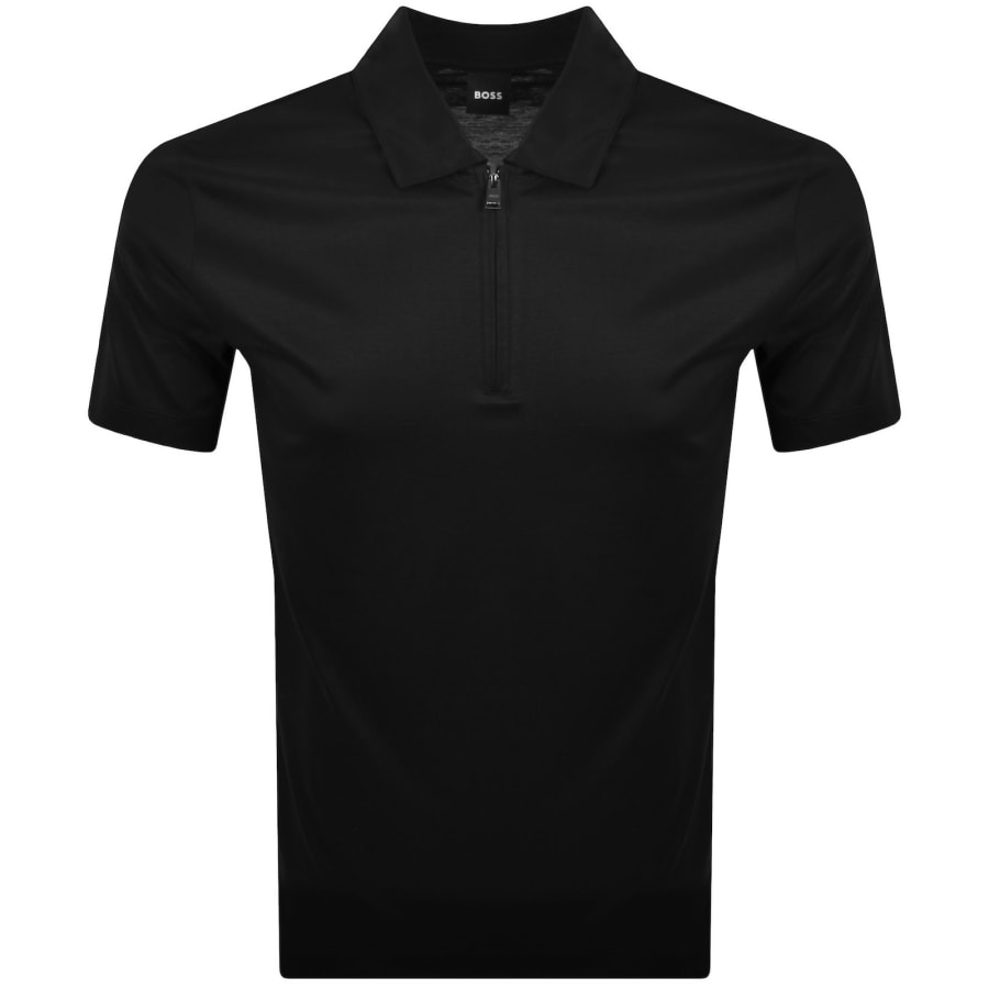BOSS H Paras 50 Quarter Zip Polo Black | Mainline Menswear au